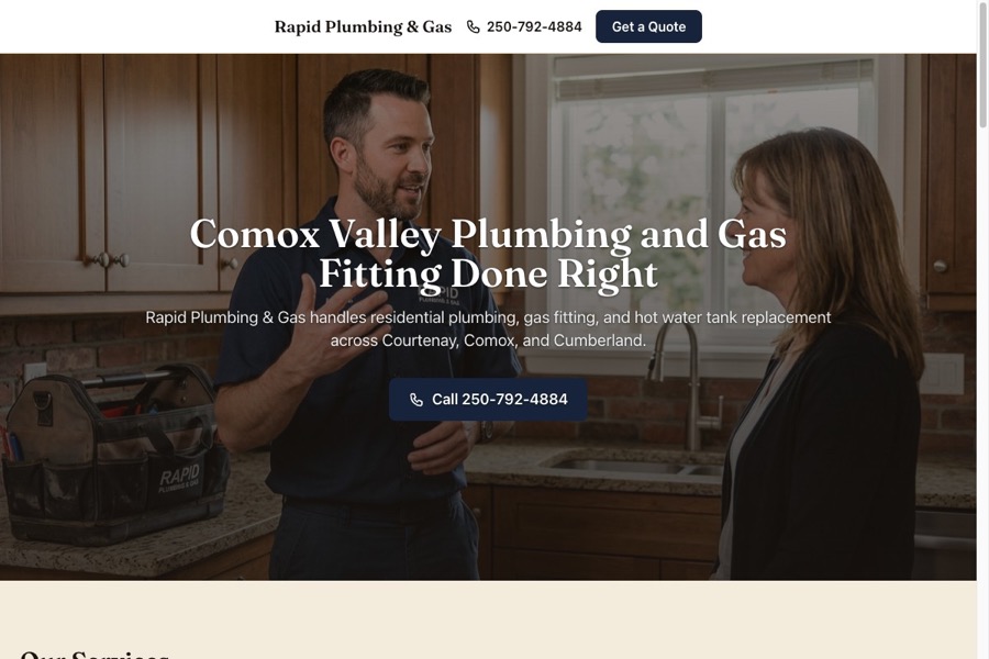 Rapid Plumbing & Gas website preview